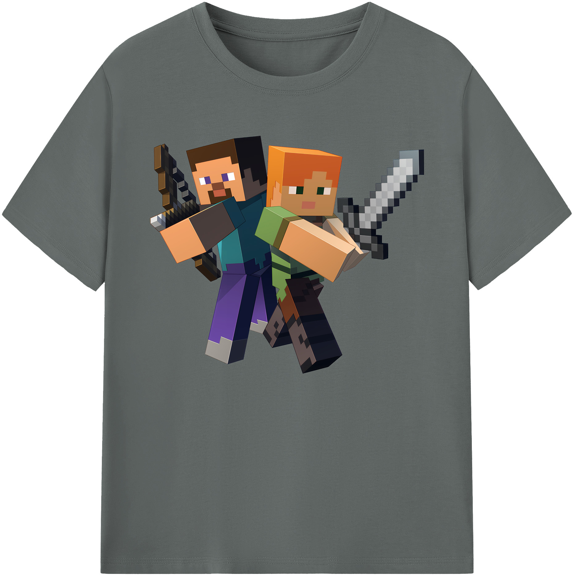 （画像用） マインクラフト ブロックの世界 Minecraft MC Block world 綿100％ メンズ半袖Tシャツ｜肌触りやわらか＆通気性